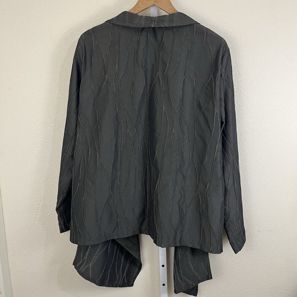 Luukaa Lagenlook Draped Open Front Jacket Gray Textured Plus Size 18 Artsy - Picture 4 of 5